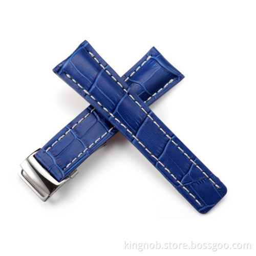 BR-06 Good Quality Handmade Blue leather watch with steel buckle